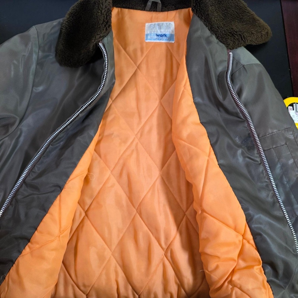 Vintage SEARS Work Leisure Men's Bomber Jacket Faux Fur Collar Aviator 70s Japan - Picture 9 of 10
